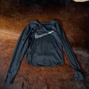 Nike Black Long Sleeve Top with Silver Swoosh